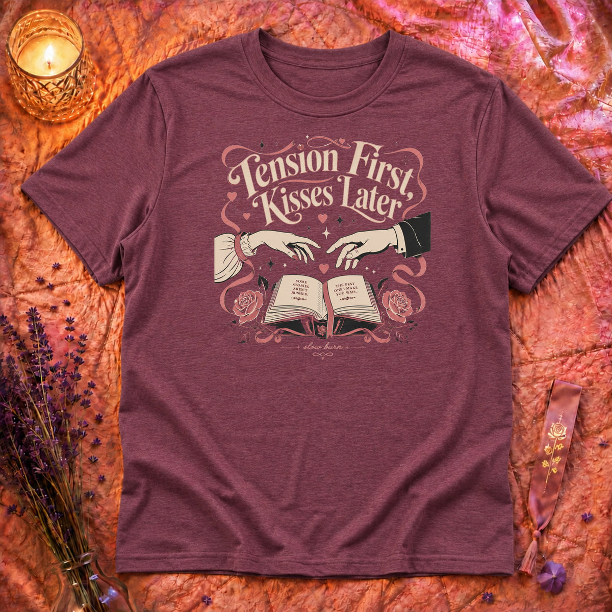 Heather Maroon Flatlay Mockup