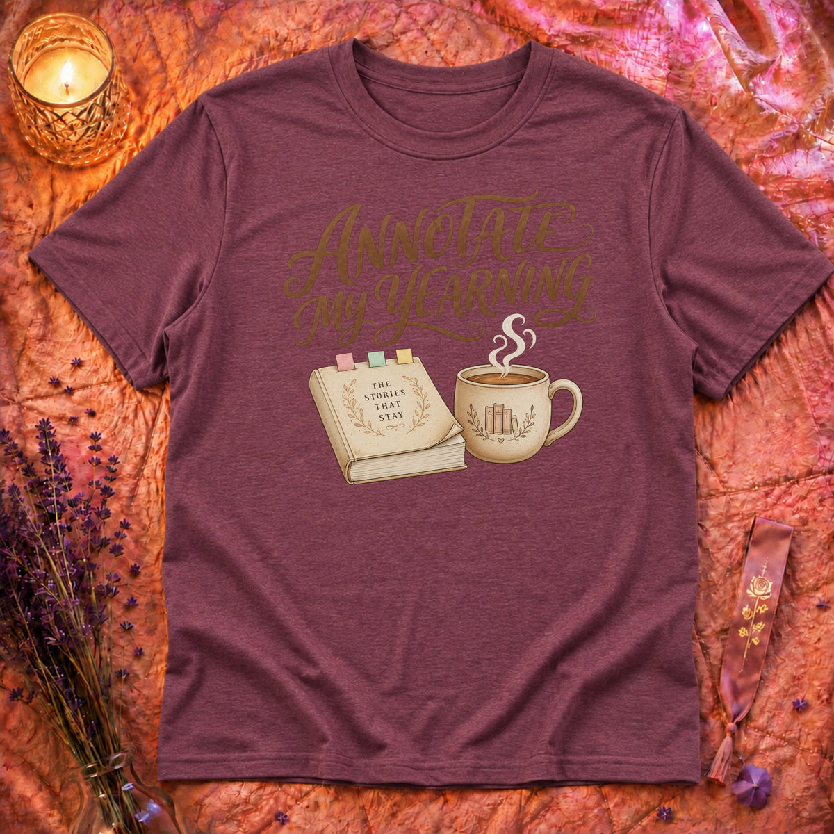 Heather Maroon Flatlay Mockup