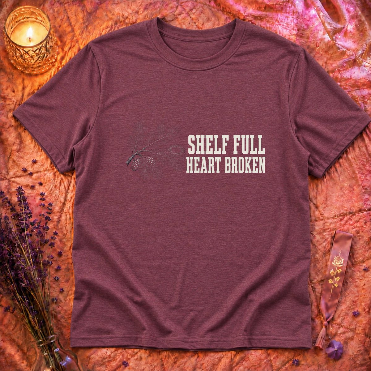 Heather Maroon Flatlay Mockup