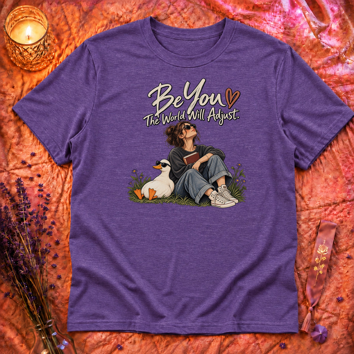 Heather Purple Flatlay Mockup