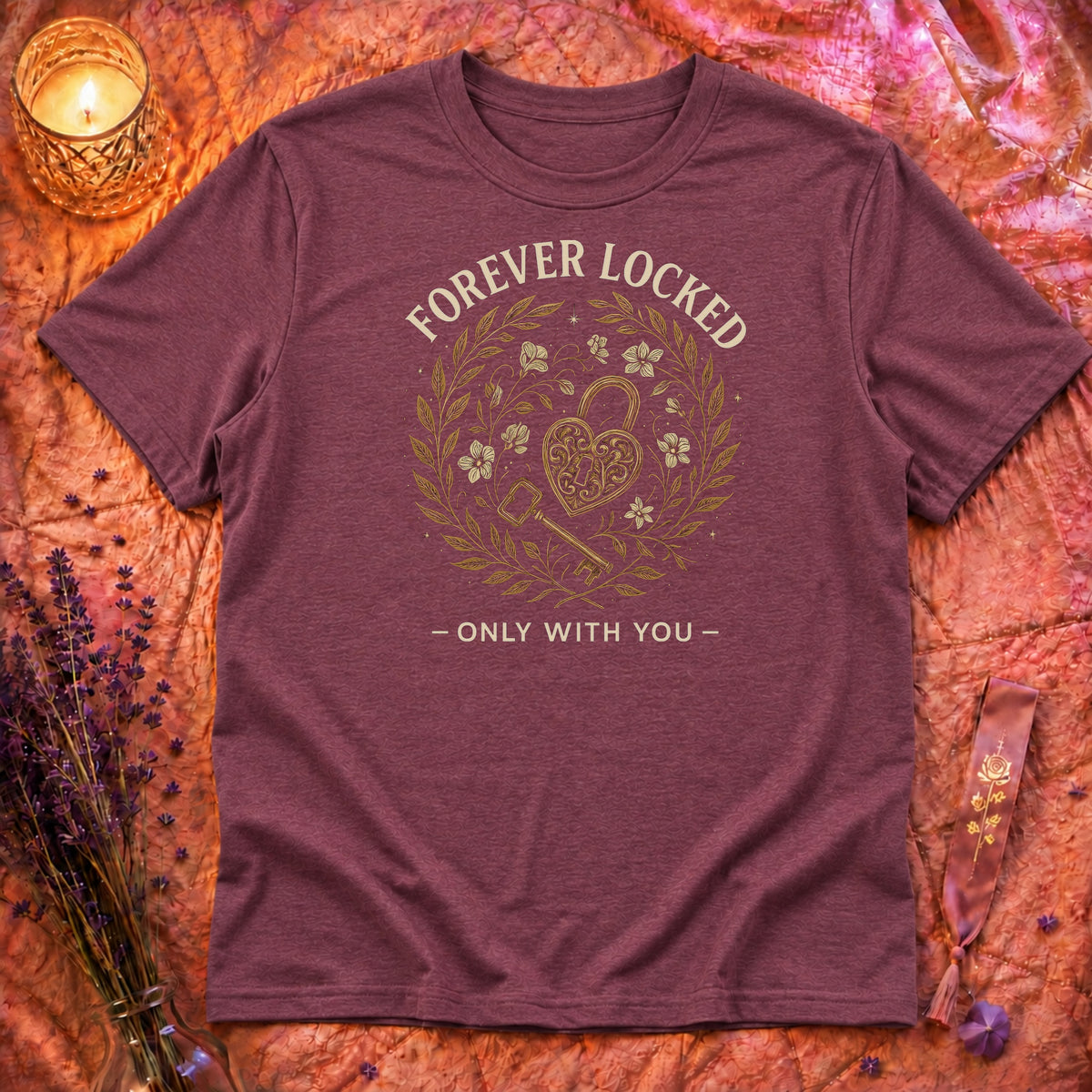 Heather Maroon Flatlay Mockup