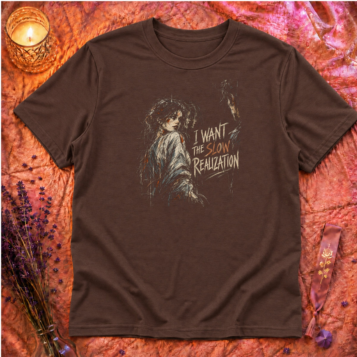 Slow Realization T-Shirt TG149 - Dark Chocolate Flatlay
