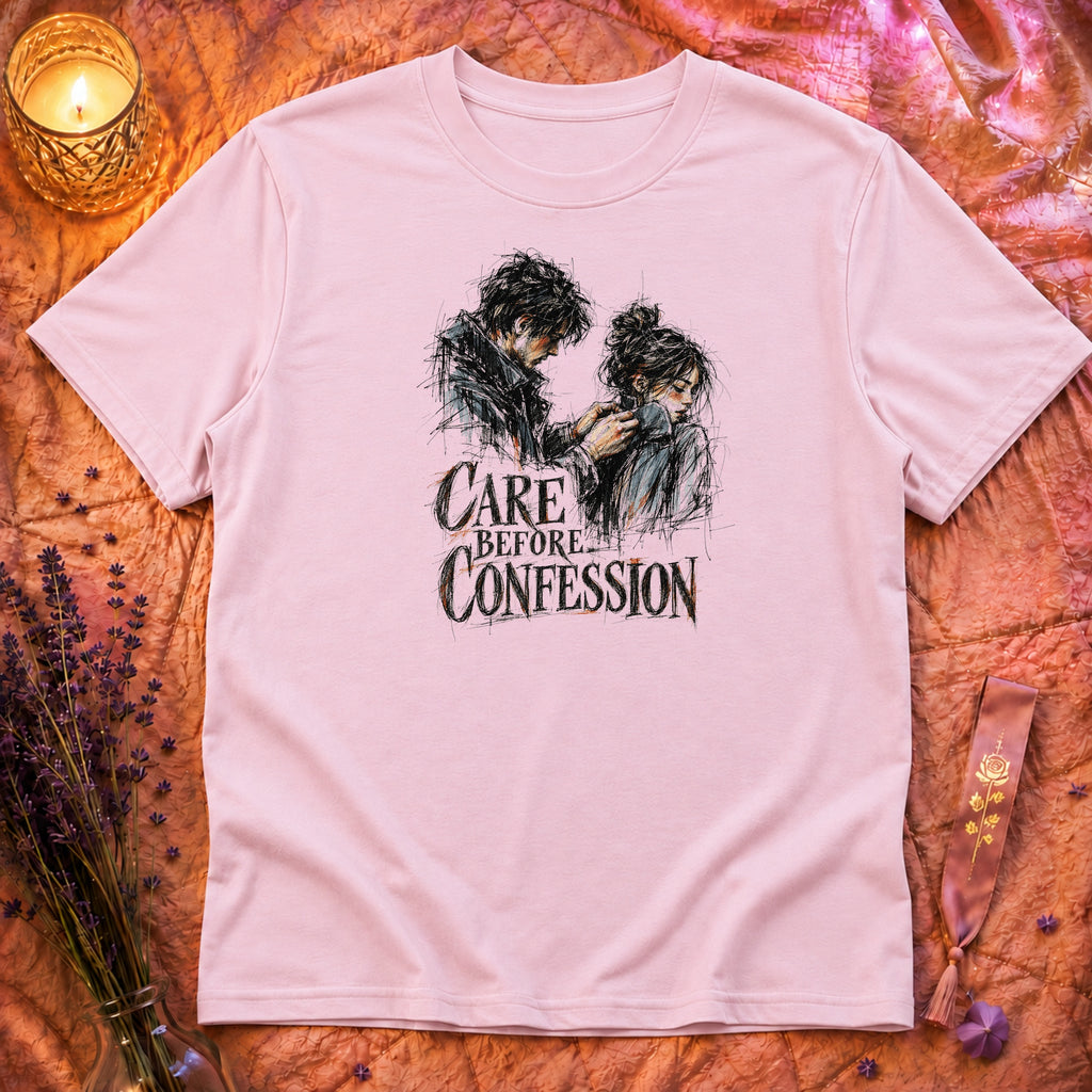 Care Before Confession T-Shirt TG150 - Light Pink Flatlay