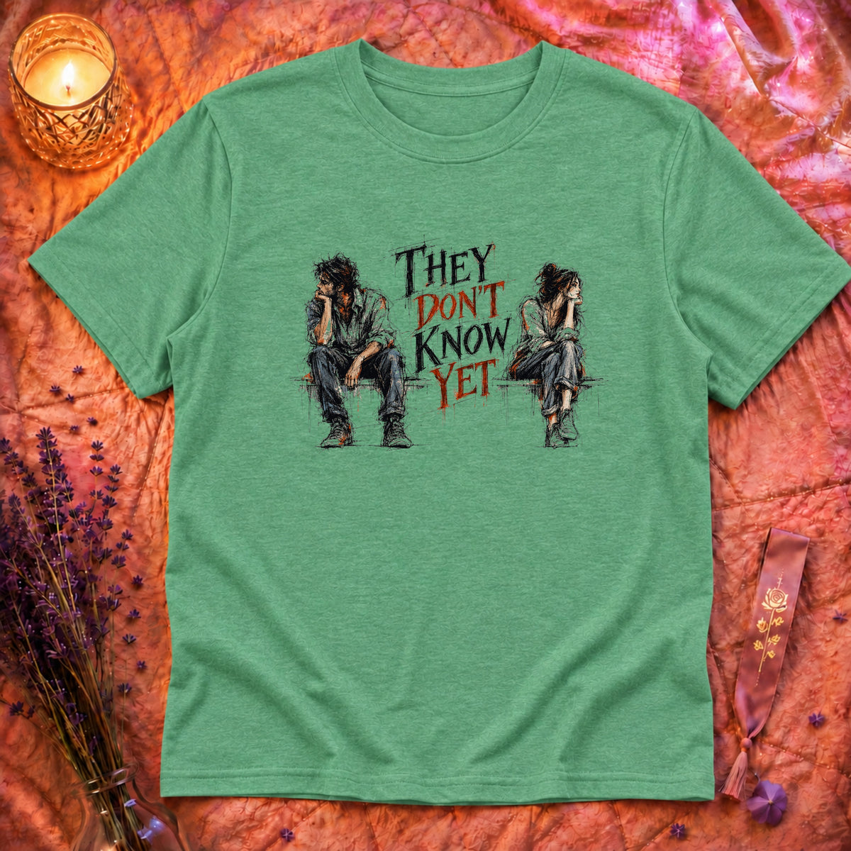 They Don't Know T-Shirt TG151 - Heather Irish Green Flatlay